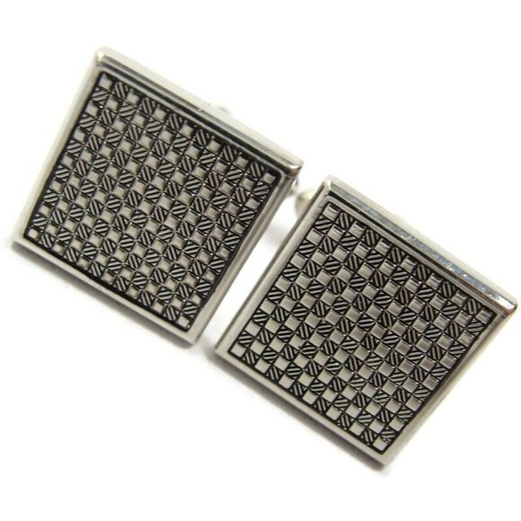 Chaps Cufflinks Silver Tone Square Wedding Tux - Picture 6 of 16